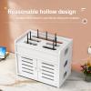 WiFi Router Storage Cabinet Hidden Box, Floor Standing Router Storage Box Modem, Invisible Storage Double-Deck Shelf for Home and Office(Brown,14.2x8.7x11.8in) view 4