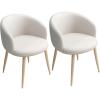KUddYYKi Simple Dining Chairs Pu Leather Kitchen Chairs Upholstered Seat Arm Dining Room Chairs W/Metal Legs Diner Chairs Set of 2(White) view 1