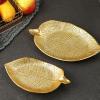 ADFLTFC Gold Tray Decorative, Leaf Shaped Trinket Dish, Leaf Tray Fruit Plate Tray Fruit Bowl Leaf Tray Decorative Fruit Plate Serving Dessert Plate for Home(B) view 1