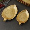 ADFLTFC Gold Tray Decorative, Leaf Shaped Trinket Dish, Leaf Tray Fruit Plate Tray Fruit Bowl Leaf Tray Decorative Fruit Plate Serving Dessert Plate for Home(B) view 2