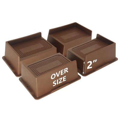 HANIHUA 4 Pack Bed Risers 2 inch Heavy Duty Dark Brown, Furniture Risers