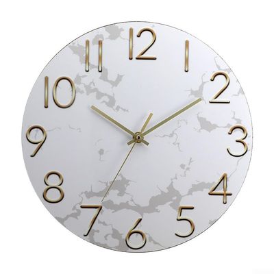 12 Inch Round Marble Pattern Wall Clock Silent Non-Ticking Clock For Living Room, Bedroom, Three-Dimensional Characters Silent Modern Wall-mounted Clock