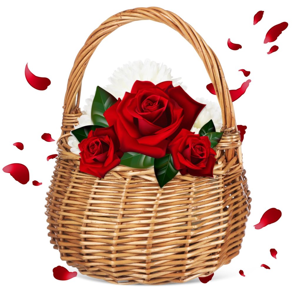 UKCOCO Rustic Wicker Wedding Flower Basket with Handle Handwoven Willow Storage Basket for Flower Elegant Petal Scattering and Wedding Favor Presentation for Home Use