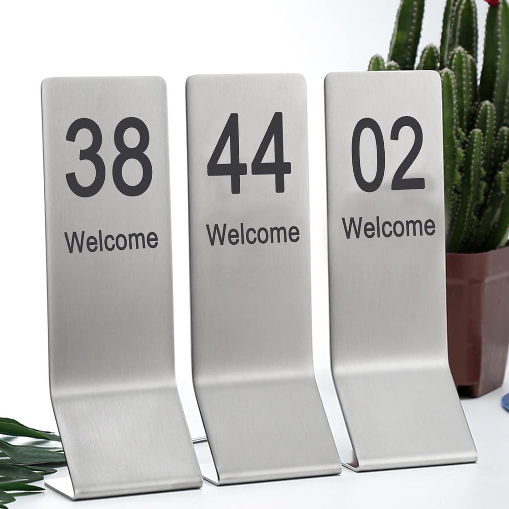Hoiweqr Wedding Table Number, Stainless Steel Table Numbers 1-10/20/30 Double Side Restaurants Table Number Card Signsfor Banquet Restaurant Party Decor(1-30)