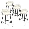 Aesawela Bar Stools Set of 4, 30 Inch Bar Height Upholstered Barstools with Velvet Woven Backrest & Metal Legs for Bar Counter view 2