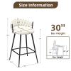 Aesawela Bar Stools Set of 4, 30 Inch Bar Height Upholstered Barstools with Velvet Woven Backrest & Metal Legs for Bar Counter view 3