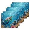 ALAZA A Sea Turtle Underwater Towels Cotton Washcloths Set,Extra Absorbent Fast Drying Face-Cloth Washcloths,Soft Fingertip Towel for Hotel,Spa,Kitchen,12'' x 12'' (6 Pack) view 1
