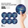 6Pcs Coaster for Drinks Night Sky Ceramic Drink Coasters with Holder Absorbent Table Coasters Set with Cork Base Decorative Coffee Cup Mat Bar Coaster for Home Decor view 3