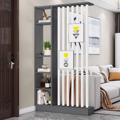 1set Stylish Wooden Room Divider with Shelf - Freestanding Privacy Screen for Home Decor and Storage Solutions(Gray+White,39.3x9.4x79.5in)