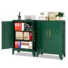GAIOUS Green Metal File Cabinet with Lock (Two Units), Steel Storage Cabient with 2 Doors and 2 Adjustable Shelves, Multifunctional Locked Cabinet for Home/Office/Garage/Tool Room, Accent Furniture view 1