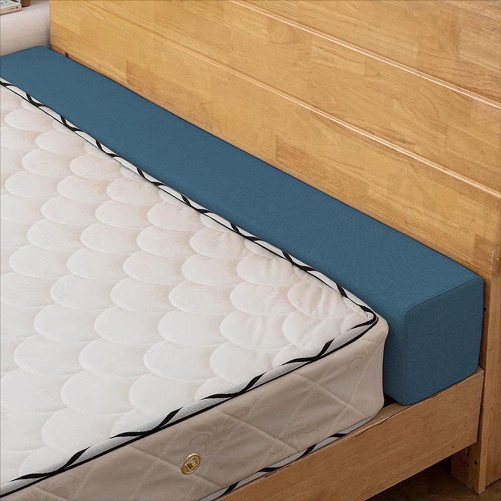 Custom Size Bed Gap Filler Bedside Protection Cushions with Removable Cover, Close the Gap Between Headboard Wall or Foot Board for Single/Double/King Bed (220 * 8 * 15cm,Blue)