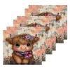 ALAZA Cute Highland Cow Portrait Towels Cotton Washcloths Set,Extra Absorbent Fast Drying Face-Cloth Washcloths,Soft Fingertip Towel for Hotel,Spa,Kitchen,12'' x 12'' (6 Pack) view 1