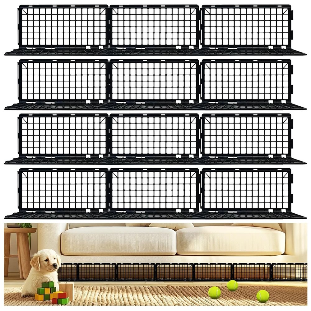 Furniture Underneath Stoppers, 12 Pcs Under Couch Blockers, Bed Plastic Under Blockers, Spliced Barriers to Stop Small Items Or Pets Going Under Sofa, Couch Gap Protectors