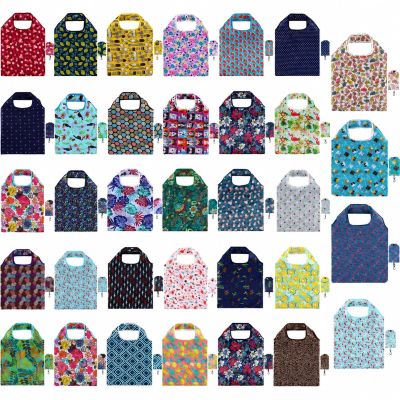 Tanlade 68 Pcs Reusable Floral Grocery Bags Foldable Tote Bags