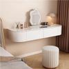 Qivzixamjr Floating Makeup Vanity for Wall, Wall Mounted Desk with Drawers, Wood White Corner Desk, Modern Dressing Table for Bedroom(47.2in) view 1