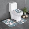 Anti-Slip Floor Mat Set of 3 MSRHIUEF Cartoon Cute Bunny Stamp U-Shaped Toilet Floor Mat, Tightly Attached, Absorbent & Durable, Thick & Comfortable view 1