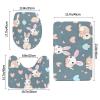Anti-Slip Floor Mat Set of 3 MSRHIUEF Cartoon Cute Bunny Stamp U-Shaped Toilet Floor Mat, Tightly Attached, Absorbent & Durable, Thick & Comfortable view 3