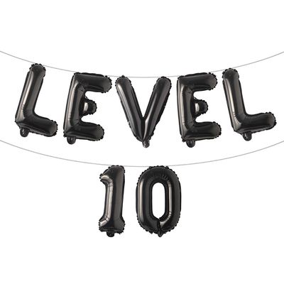 10th Birthday Decorations for Boys, Video Game Level 10 Birthday Decorations balloon Banner Backdrop Hanging letter for Gamer Party Supplies (LEVEL 10 Black)