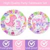 317 Pcs Dinosaur 3rd Birthday Decorations for Girl, Dino Three Rex Party Supplies, 20 Serves Paper Plates, Cups, Napkins, Backdrop, Tablecloth, Cake Topper, Swirls, Banner, Balloons Garland Kit view 3