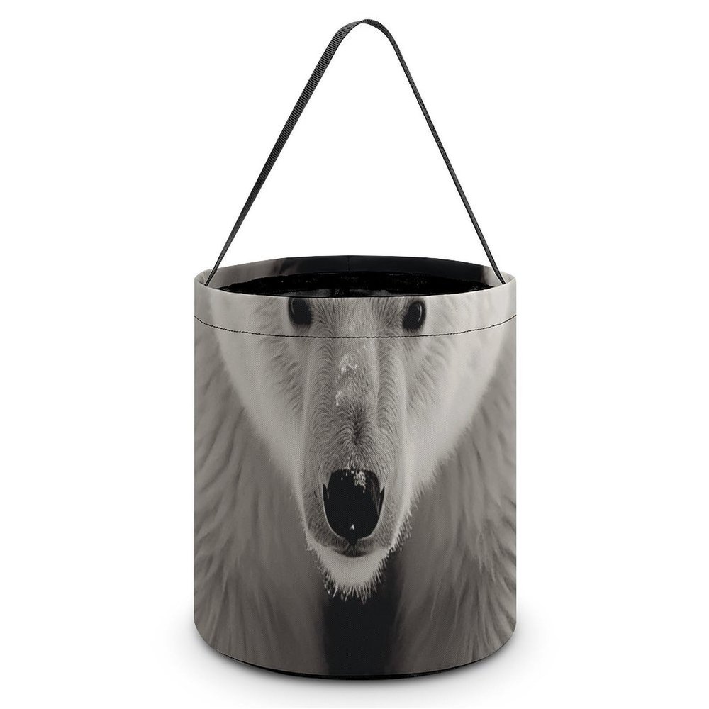 FCTVSKLN Halloween Bucket with Handles, Trick Or Treat Bags, Candy Tote Bag, Gift Baskets Polar Bear