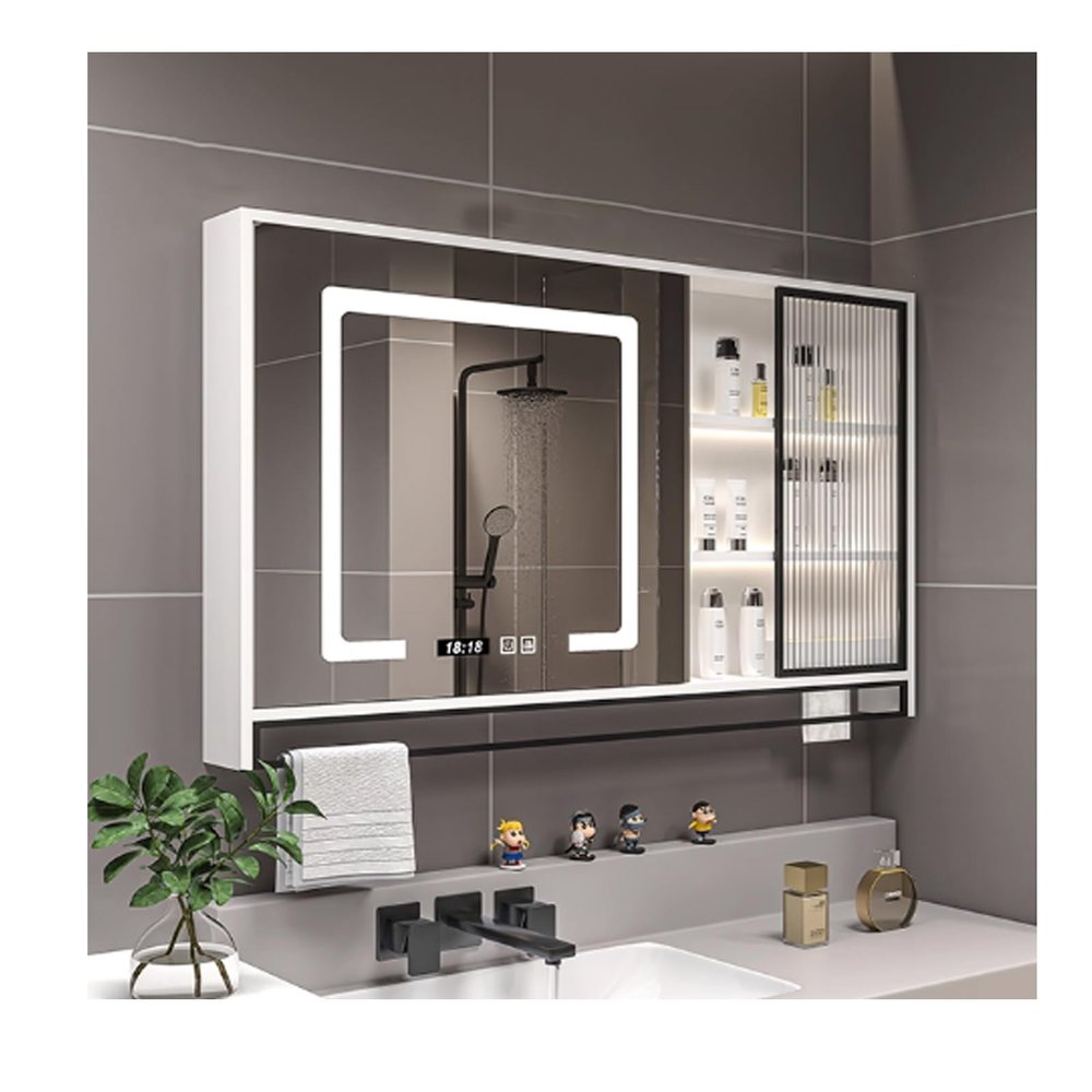 YPIOUREN Bathroom Mirror Cabinet Wall MountedBathroom Wall Cabinet Medicine Cabinet,Mirrored Bathroom Wall CabinetContemporary Suspended Bathroom Vanitiesfor Bathroom Laundry(Right,80cm/31.4in)