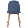 2xhome Set of 2 Modern Armless Dining Chairs | Plastic Shell Seat with Wooden Legs | Indoor or Outdoor Use | Home Kitchen Patio, Blue view 1