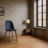 2xhome Set of 2 Modern Armless Dining Chairs | Plastic Shell Seat with Wooden Legs | Indoor or Outdoor Use | Home Kitchen Patio, Blue view 4