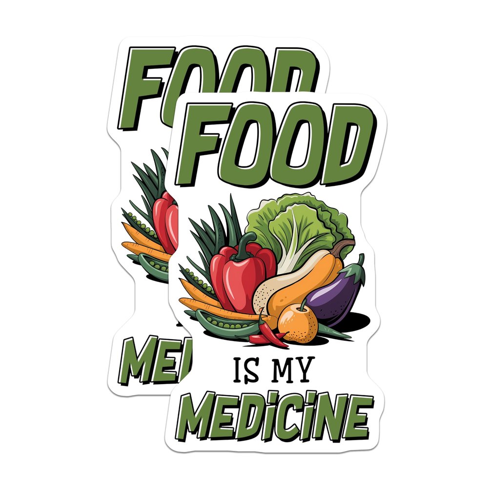 (2 Pack) Food is Medicine Magnets - Healthy Eating - Vegetarian Lover - 5" On Longest Side - Sticks to Smooth Flat Surfaces - Made in USA - MAG11059