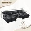 118" U-Shaped Cloud Sectional Sofa with 2 Ottomans, Free Combination 3-Seater Couch with Bolster Pillows, Pelletized Velvet Modular Sofa for Living Room, Apartment, Black view 2