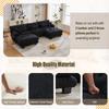 118" U-Shaped Cloud Sectional Sofa with 2 Ottomans, Free Combination 3-Seater Couch with Bolster Pillows, Pelletized Velvet Modular Sofa for Living Room, Apartment, Black view 3