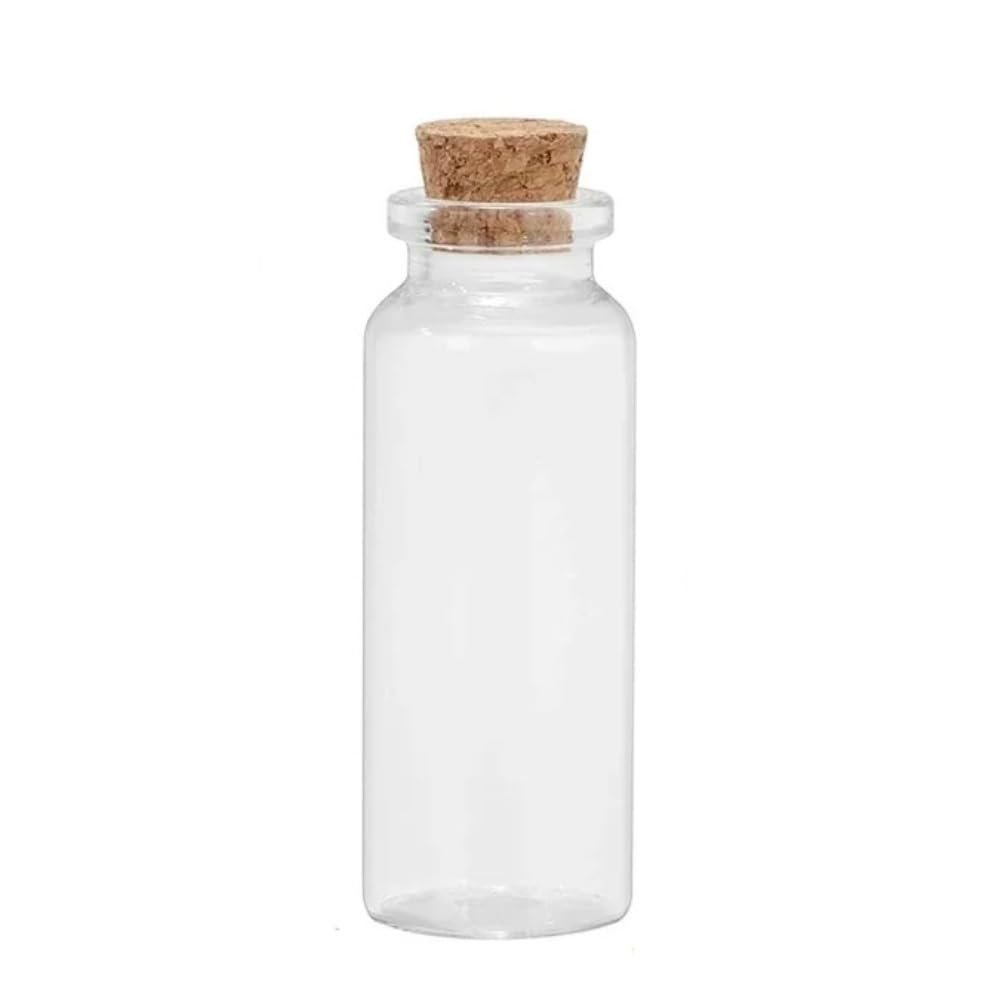 WOHATOO Mini Glass Bottles and Corks Diameter 22mm, 5ml-30ml Gravel Bottles Easy Use for Decor 5pcs(10ml*22mm*50mm)
