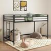 YJNKU Junior Twin Loft Bed Metal Frame Black, Space Saving Low Bunk Bed for Kids Teens and Adults, Sturdy Square Tube Loft Bed with Guardrails and Easy Climbing Ladder for Bedroom view 4