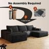 108" W Corduroy Sectional Boneless Cloud Couch with Chaise & Ottoman, No Assembly Required, U Shaped Modular Sectional Sofa, Cozy Fluffy Sofa for Living Room (Black, Right Facing Chaise+Ottoman) view 3