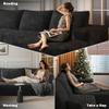 108" W Corduroy Sectional Boneless Cloud Couch with Chaise & Ottoman, No Assembly Required, U Shaped Modular Sectional Sofa, Cozy Fluffy Sofa for Living Room (Black, Right Facing Chaise+Ottoman) view 4