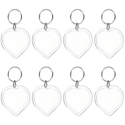 PATIKIL 8Pcs Photo Frame Keyring, 5 x 5cm / 1.97 x 1.97 Inch Heart Shape Acrylic Custom Keychain Blanks Personalized DIY Keychains for Souvenir Anniversary Holiday