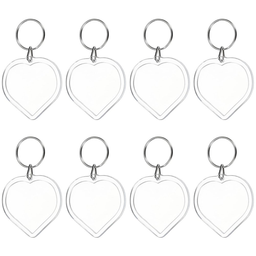 PATIKIL 8Pcs Photo Frame Keyring, 5 x 5cm / 1.97 x 1.97 Inch Heart Shape Acrylic Custom Keychain Blanks Personalized DIY Keychains for Souvenir Anniversary Holiday