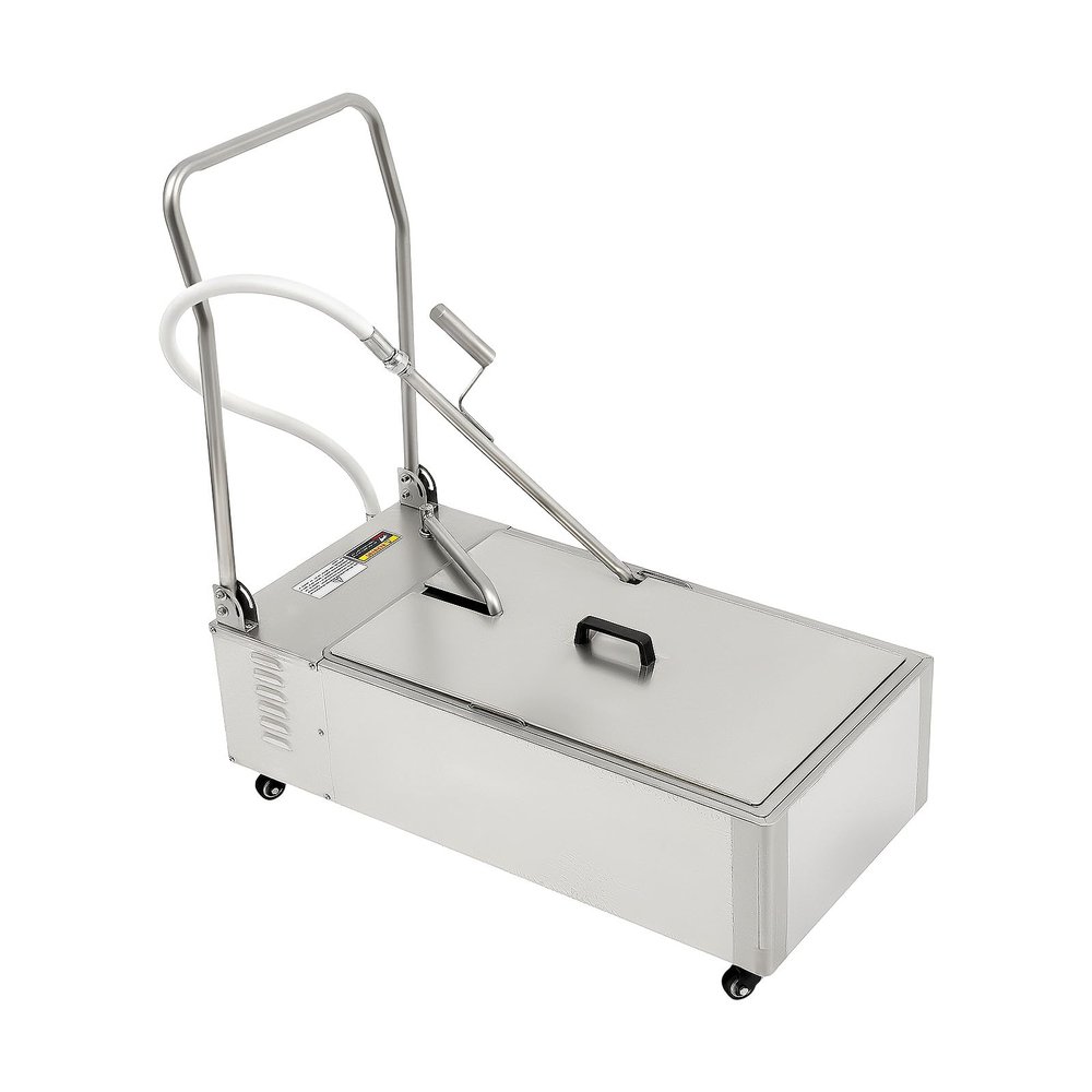 LIWBYYG 55L/14.5 Gal Fryer Filter Cart, 110V Stainless Steel Cooking Oil Filter Machine 370W Mobile Fryer Filter Machine Commercial Oil Filler Cart Truck for Restaurant Burger Stores