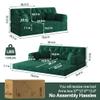 5-in-1 Folding Convertible Sofa Bed, Loveseat Sleeper with Pull-Out Bed, Floor Sofa Modular Futon Couch, 79" Oversized Corduroy Upholstered Boneless Couch for Living Room, Bedroom, Lounge, Green-C view 2