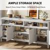 65.8 Inch Modern Fluted Sideboard Cabinet 4-Door Storage Buffet with Adjustable Shelves, Versatile Organizer for Dining Room, Living Room, Entryway, Retro White view 4