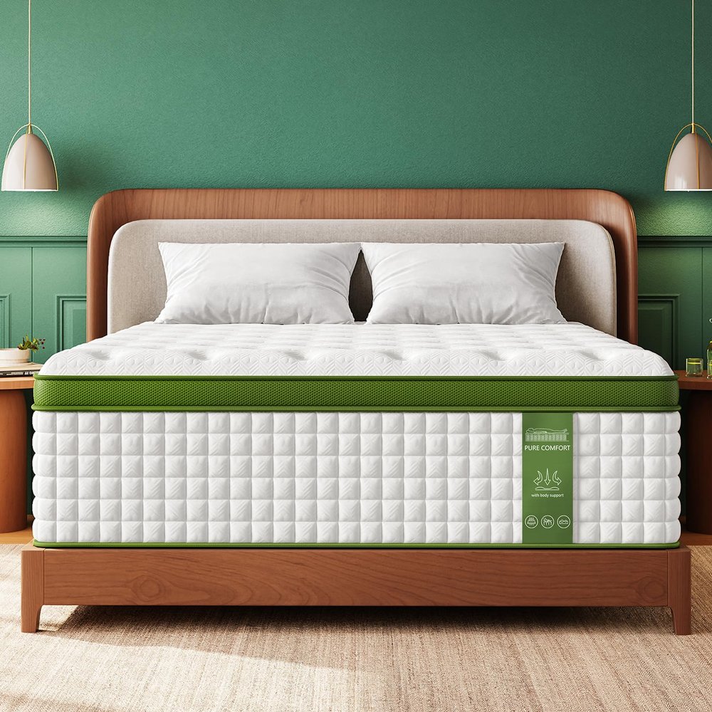 BedStory Extra Firm Queen Mattress 14 Inch, Hybrid Mattresses Queen Size Targeted Lumbar & Shoulder Support for Back Pain Relief, Fiberglass-Free, CertiPUR-US Certified, 365-Night Trial