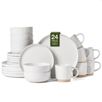 Famiware Milkyway 24-Piece Dinnerware Set with Mugs, White