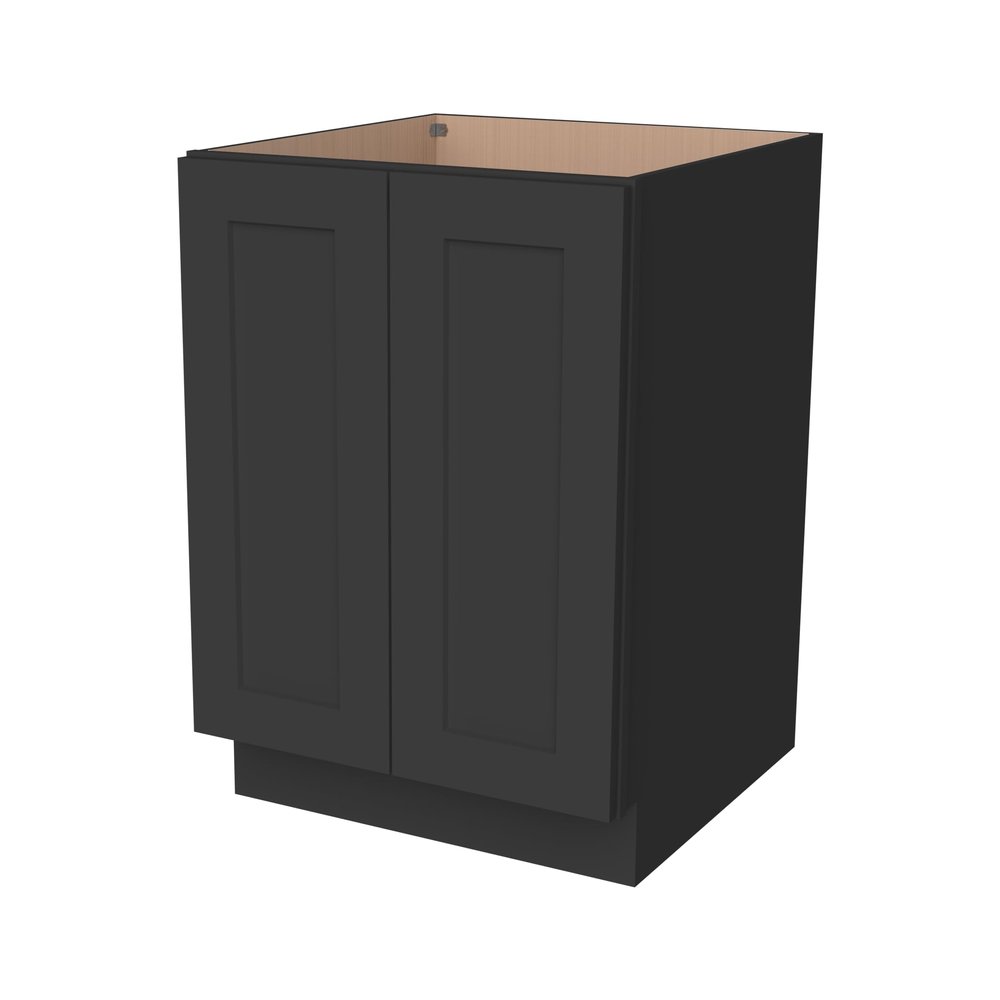 HCIOAN RTA Solid Wood Base Cabinet with 2 Doors 1 Shelf, Full Height Storage Cabinet for Pantry, Kitchen, Entryway, Living Room, Office (Charcoal Black, 24x24x34.5 inch)