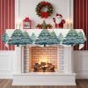 Fireplace Scarf Christmas Tree Stars Xmas Gift Mantel Scarf Fireplace Top Runner Mantle Scarves Cover, Farm Pine Tree Green Gradient Fireplace Mantle Table Runner for Party Holiday Home Decor view 2