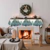 Fireplace Scarf Christmas Tree Stars Xmas Gift Mantel Scarf Fireplace Top Runner Mantle Scarves Cover, Farm Pine Tree Green Gradient Fireplace Mantle Table Runner for Party Holiday Home Decor view 3