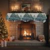 Fireplace Scarf Christmas Tree Stars Xmas Gift Mantel Scarf Fireplace Top Runner Mantle Scarves Cover, Farm Pine Tree Green Gradient Fireplace Mantle Table Runner for Party Holiday Home Decor view 4