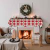 Chees D Zone Fireplace Scarf Merry Christmas Green Trees Seamless Mantel Scarf Fireplace Top Runner Mantle Scarves Cover, Red Buffalo Plaid Fireplace Mantle Table Runner for Party Holiday Home Decor view 3