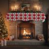 Chees D Zone Fireplace Scarf Merry Christmas Green Trees Seamless Mantel Scarf Fireplace Top Runner Mantle Scarves Cover, Red Buffalo Plaid Fireplace Mantle Table Runner for Party Holiday Home Decor view 4