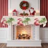 Chees D Zone Fireplace Scarf Christmas Pink Flamingo Santa Hat Mantel Scarf Fireplace Top Runner Mantle Scarves Cover, Palm Tree Retro Linen Fireplace Mantle Table Runner for Party Holiday Home Decor view 2