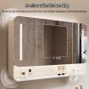 Medicine cabinet with mirror and light,Smart Carbon steel bathroom mirror cabinet with anti fog,Wall Storage Cabinet Time temperature,Three-color light,Paper hole(Gray,100*13*70cm/39.4*5.1*27.6in) view 2
