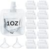 Seeloowy 100 Pcs Plastic Pouches Bulk Clear Juice Bags Squeeze Pouches Plastic Leak Proof Bags with Funnel for Party Favors (1 oz) view 1